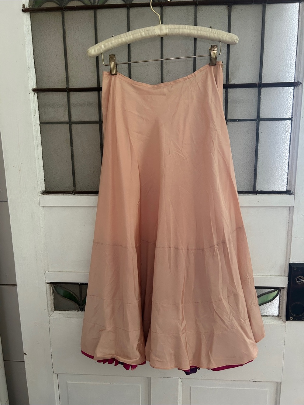 Vintage satin Women's Peach A-Line Skirt
